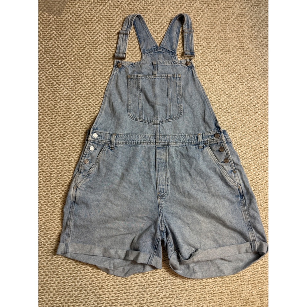 Gap Ultrasoft Denim Shortalls Light Wash Blue Overalls XL oversized Short Romper
